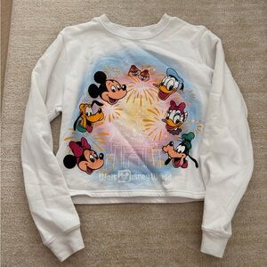 Disney WDW White Cropped Sweatshirt with Characters
